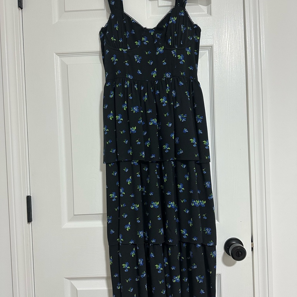 WeWoreWhat Black Dress with Blue and Green Accents